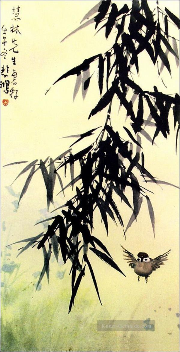 Xu Beihong Bambus und ein Vogel alte China Tinte Ölgemälde